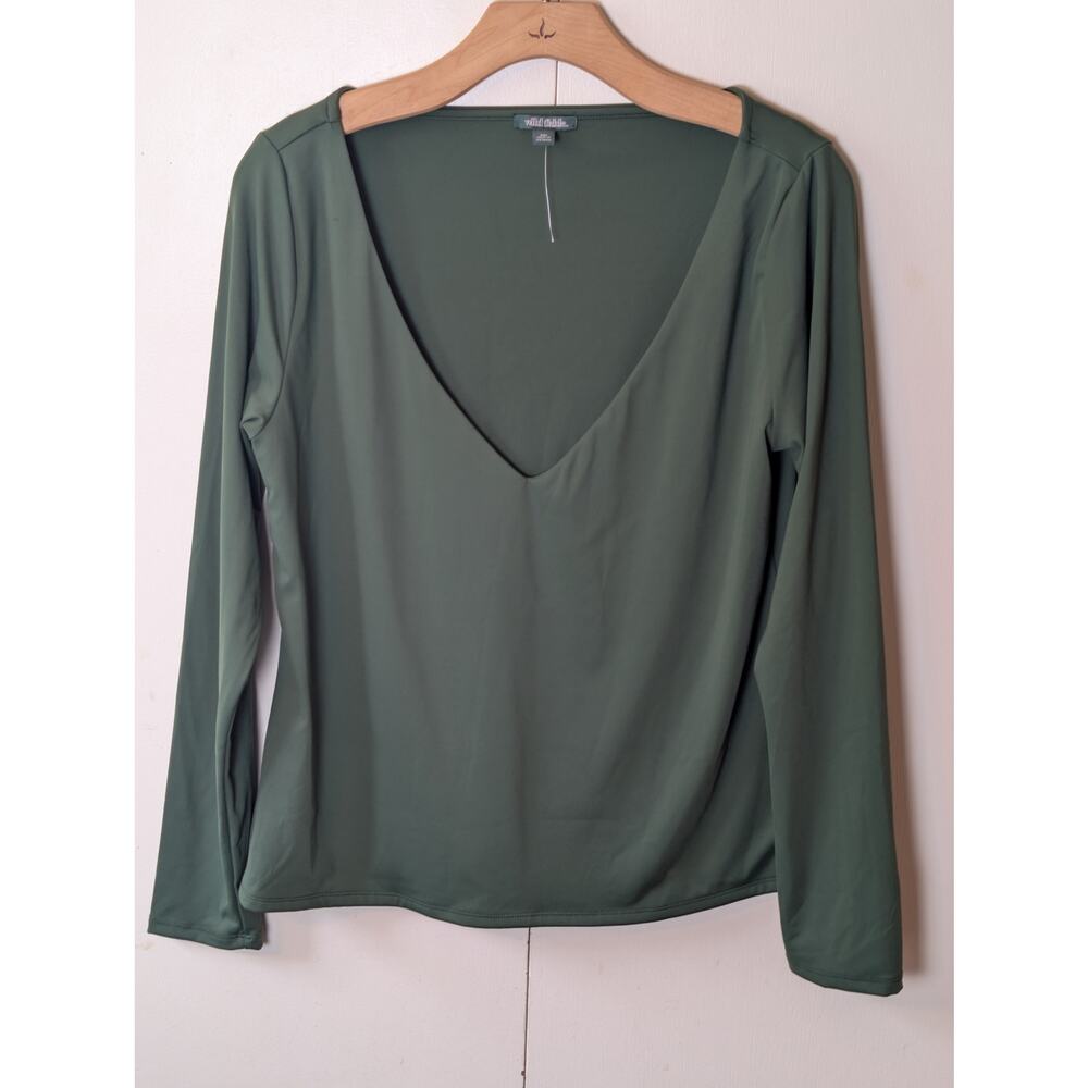 Wild Fable Green V Neck Long Sleeve XXL